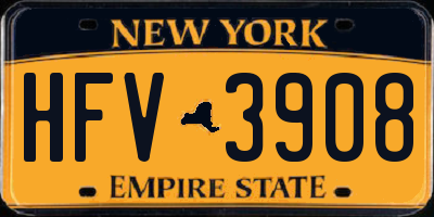 NY license plate HFV3908