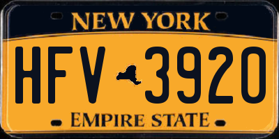 NY license plate HFV3920