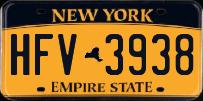 NY license plate HFV3938