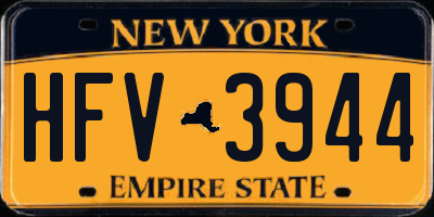 NY license plate HFV3944
