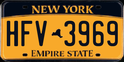 NY license plate HFV3969