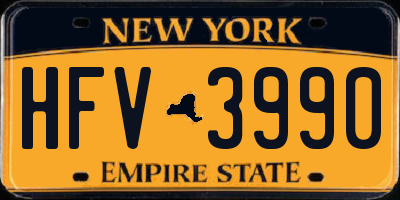 NY license plate HFV3990