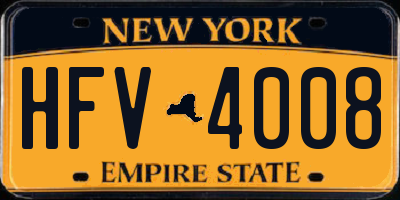 NY license plate HFV4008