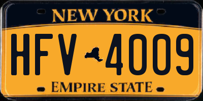 NY license plate HFV4009