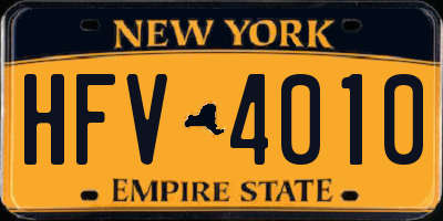 NY license plate HFV4010