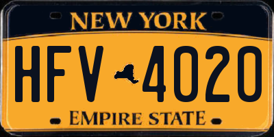NY license plate HFV4020