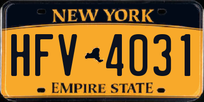 NY license plate HFV4031