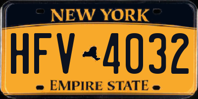NY license plate HFV4032
