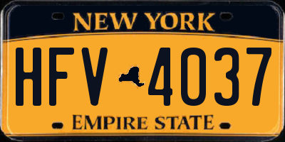 NY license plate HFV4037