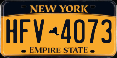 NY license plate HFV4073