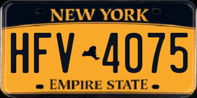 NY license plate HFV4075