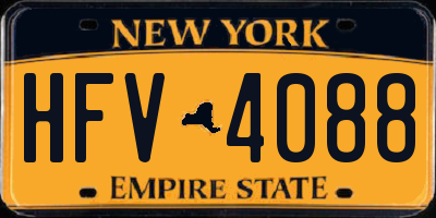 NY license plate HFV4088