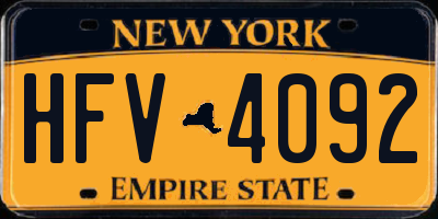 NY license plate HFV4092