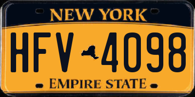 NY license plate HFV4098
