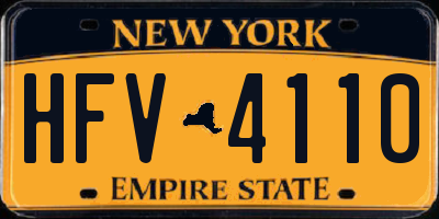 NY license plate HFV4110