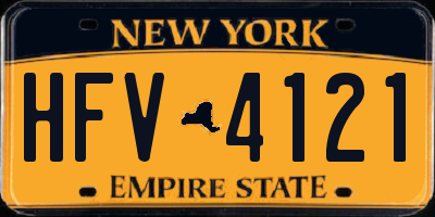 NY license plate HFV4121