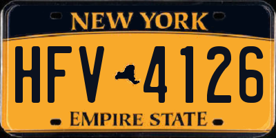 NY license plate HFV4126