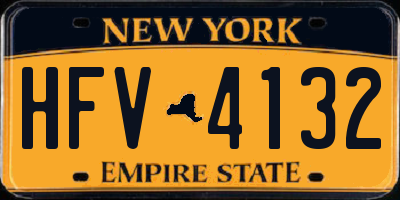 NY license plate HFV4132