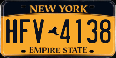 NY license plate HFV4138