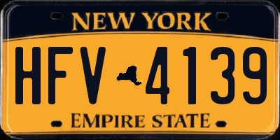 NY license plate HFV4139