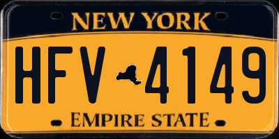 NY license plate HFV4149
