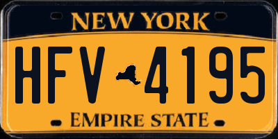 NY license plate HFV4195