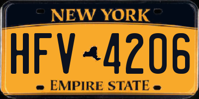 NY license plate HFV4206