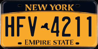 NY license plate HFV4211