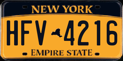 NY license plate HFV4216