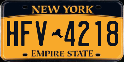 NY license plate HFV4218