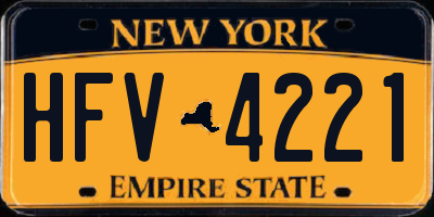 NY license plate HFV4221