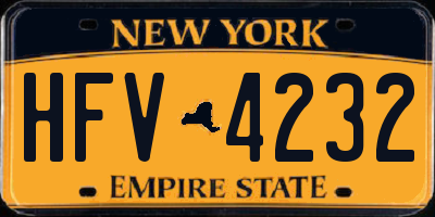 NY license plate HFV4232