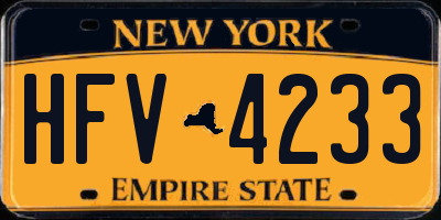 NY license plate HFV4233