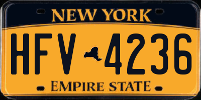 NY license plate HFV4236