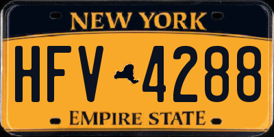 NY license plate HFV4288