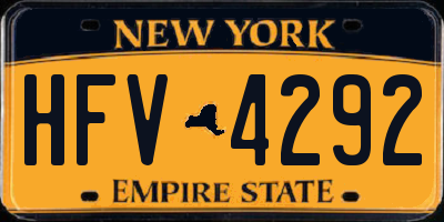 NY license plate HFV4292