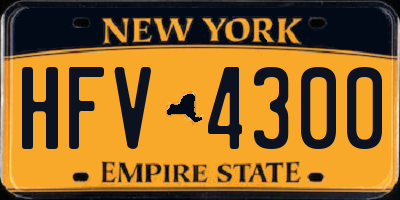 NY license plate HFV4300
