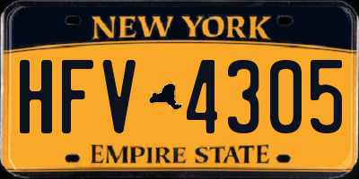 NY license plate HFV4305