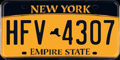 NY license plate HFV4307