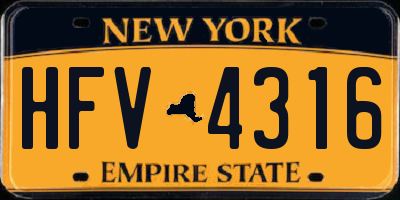 NY license plate HFV4316