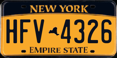 NY license plate HFV4326