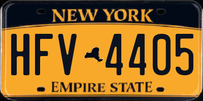 NY license plate HFV4405
