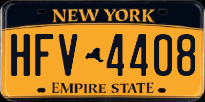 NY license plate HFV4408