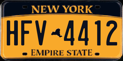 NY license plate HFV4412