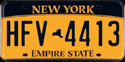NY license plate HFV4413
