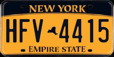 NY license plate HFV4415