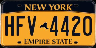 NY license plate HFV4420