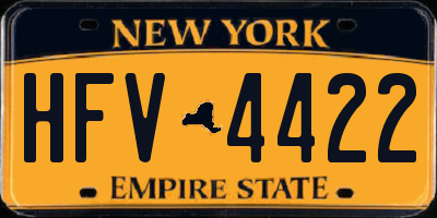 NY license plate HFV4422