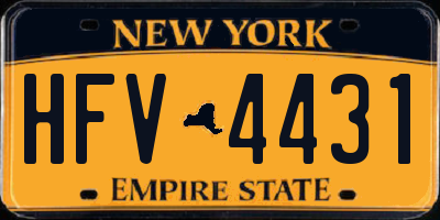 NY license plate HFV4431