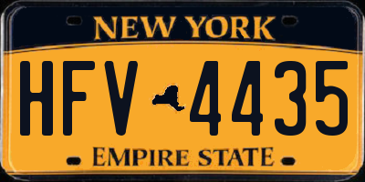 NY license plate HFV4435